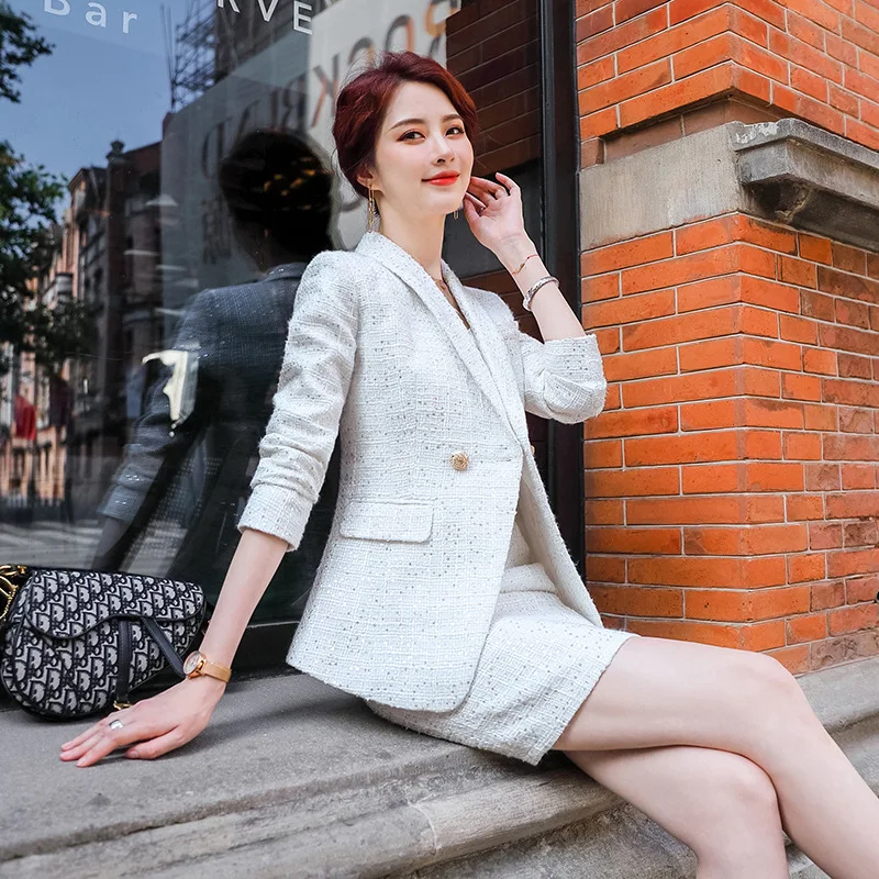 

Plus Size Professional Women's Suit Skirt Two-piece High Quality Autumn and Winter Casual Sequin Elegant Jacket Female Skirt
