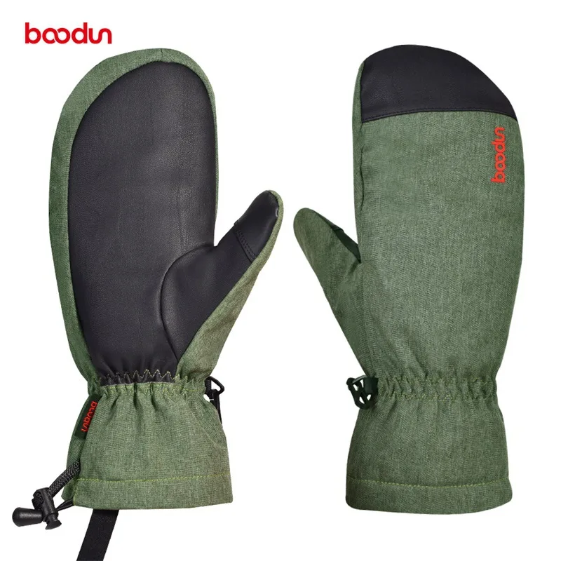 Boodun Men Women Winter Ski Gloves Windproof Waterproof Snow Snowboard Skiing Gloves Thermal Fleece Warm Gloves with PU Palm