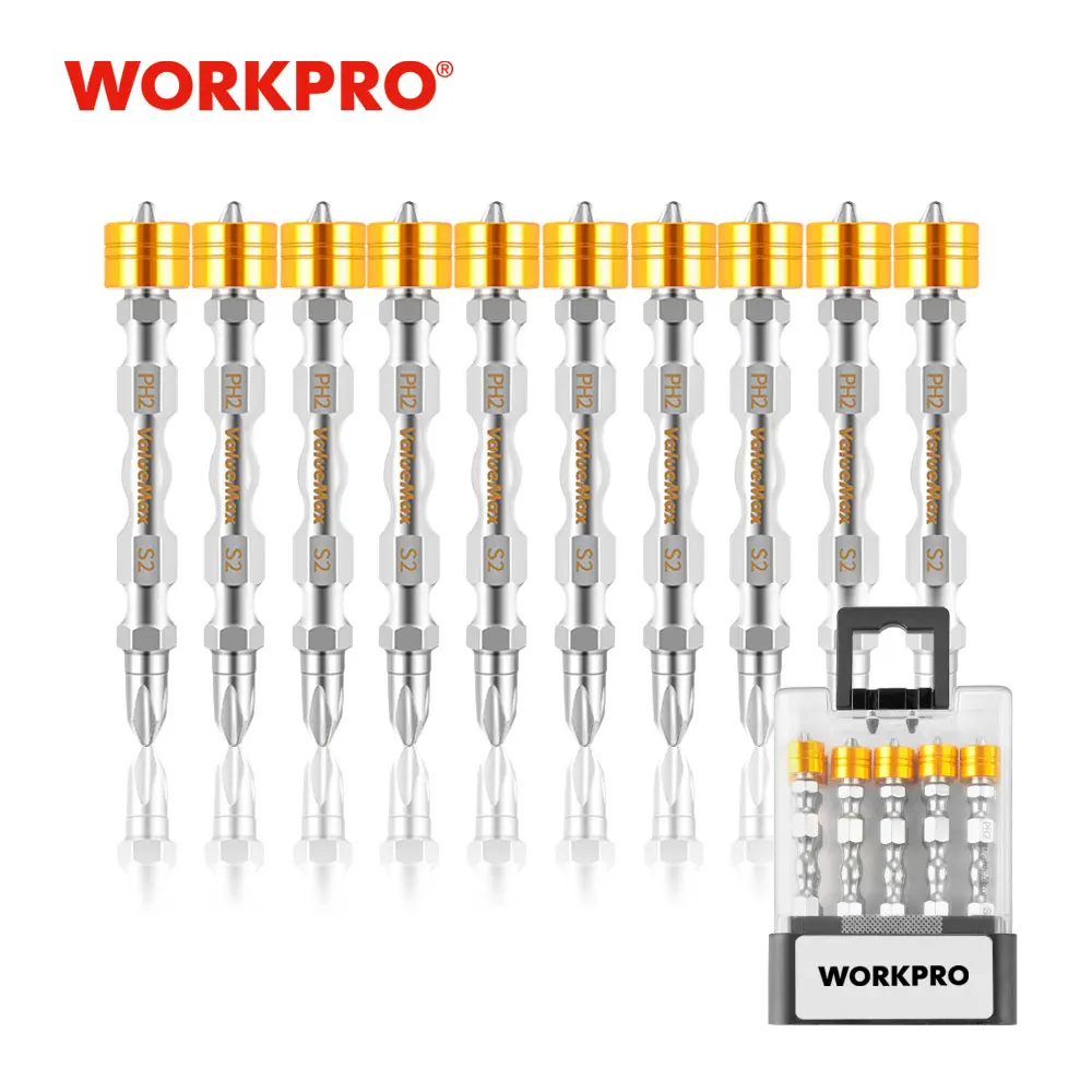 

WORKPRO 10 Pcs 65mm Magnetic Screwdriver Bits Set Double-ended bits with magnetic ring PH2 Screw Repair Tool for Home Appliances