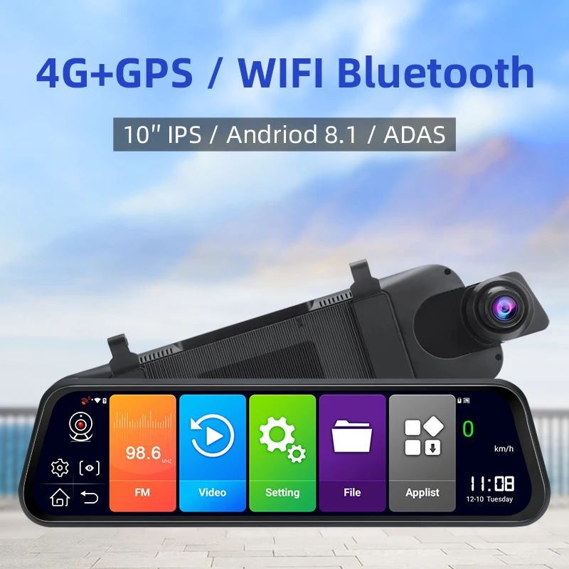 JMCQ 10 &quot4G Автомобильный видеорегистратор камеры Android 8 1 Wifi IPS сенсорный экран