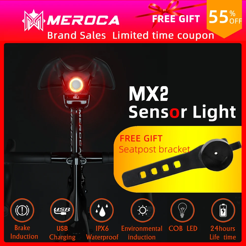 

MEROCA MX2 Bicycle taillights Intelligent sensor Brake lights usb Road bike MTB Rear taillights