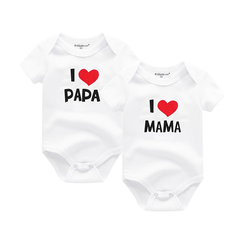 

2020 I Love Papa Mama Baby Girl Clothes Newborn 0-24M Unisex Cotton Bodysuits Short Sleeve Baby Boy Clothes Print Roupas de bebe