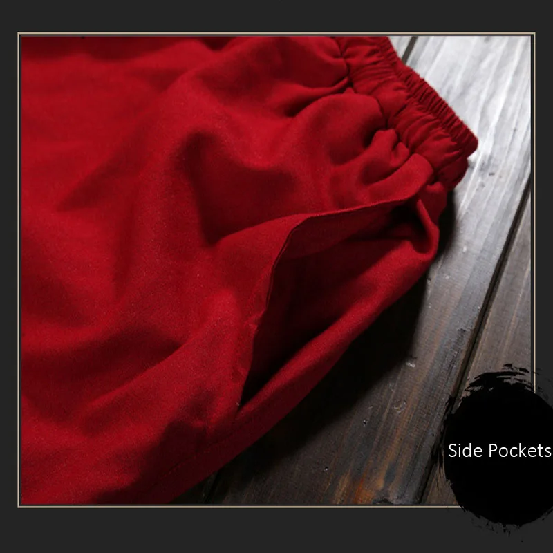 Men Loose Bloomers 60.2% Viscose 39.8% Polyester Women Cotton Linen Martial Arts Pants Black Tai Chi Kung Fu Training Gym Pants