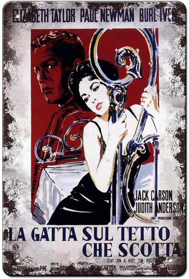 

Cat on a Hot Tin Roof 1984 Movie Metal Tin Sign Poster Wall Plaque Vintage Metal Pub Club Cafe Bar Home
