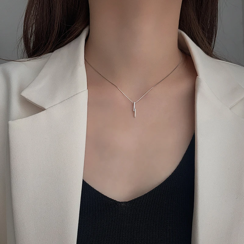 Женское ожерелье из серебра 925 пробы с фианитами|Ожерелья| |