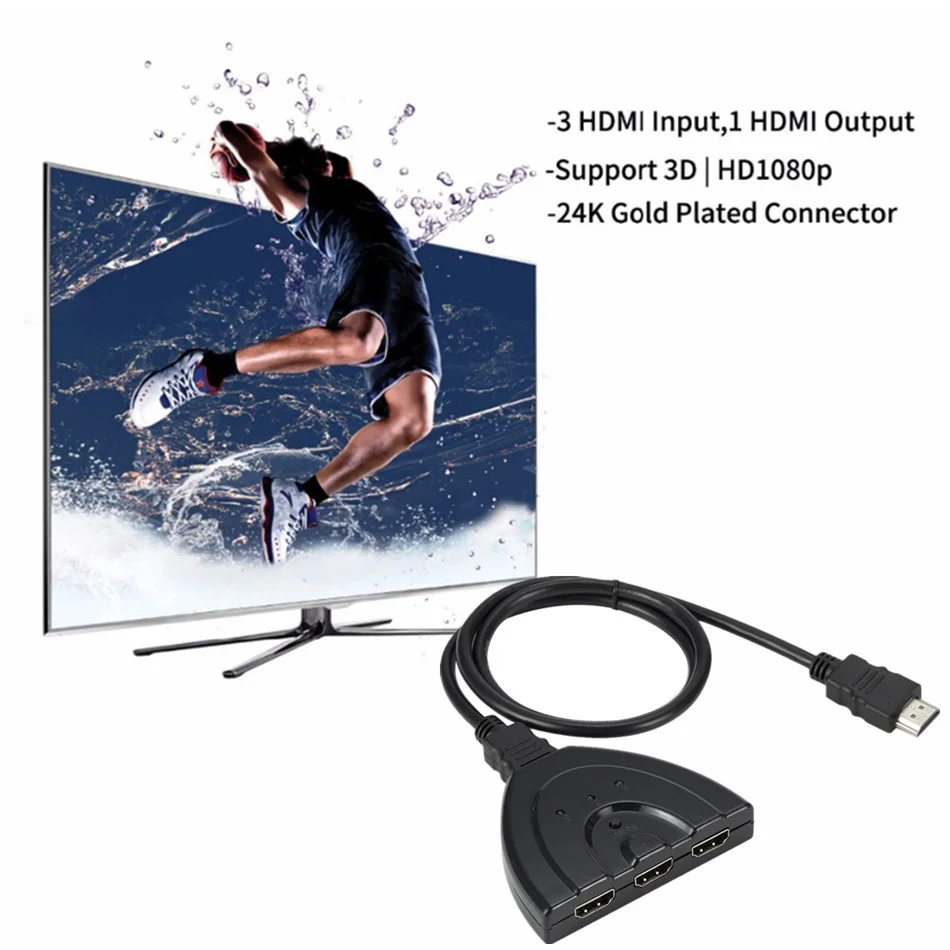 HD мини-разветвитель с 3 портами HDMI-кабель адаптер 1.4b 4K * 2K 1080P Коммутатор