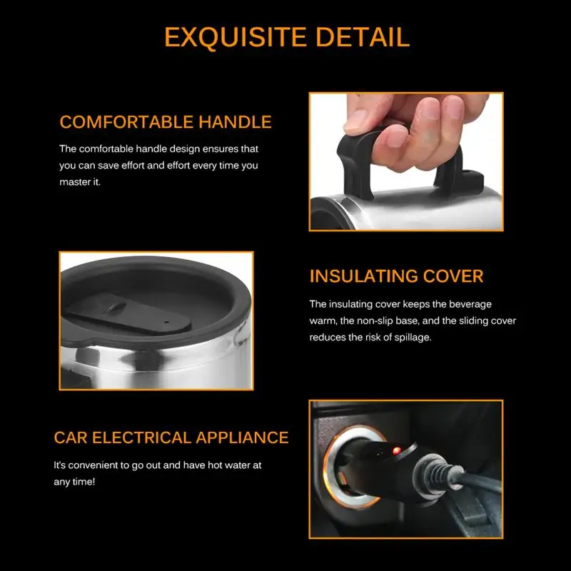 12 в 500 мл автомобильный чайник для сохранения воды с кабелем прикуривателя чашка