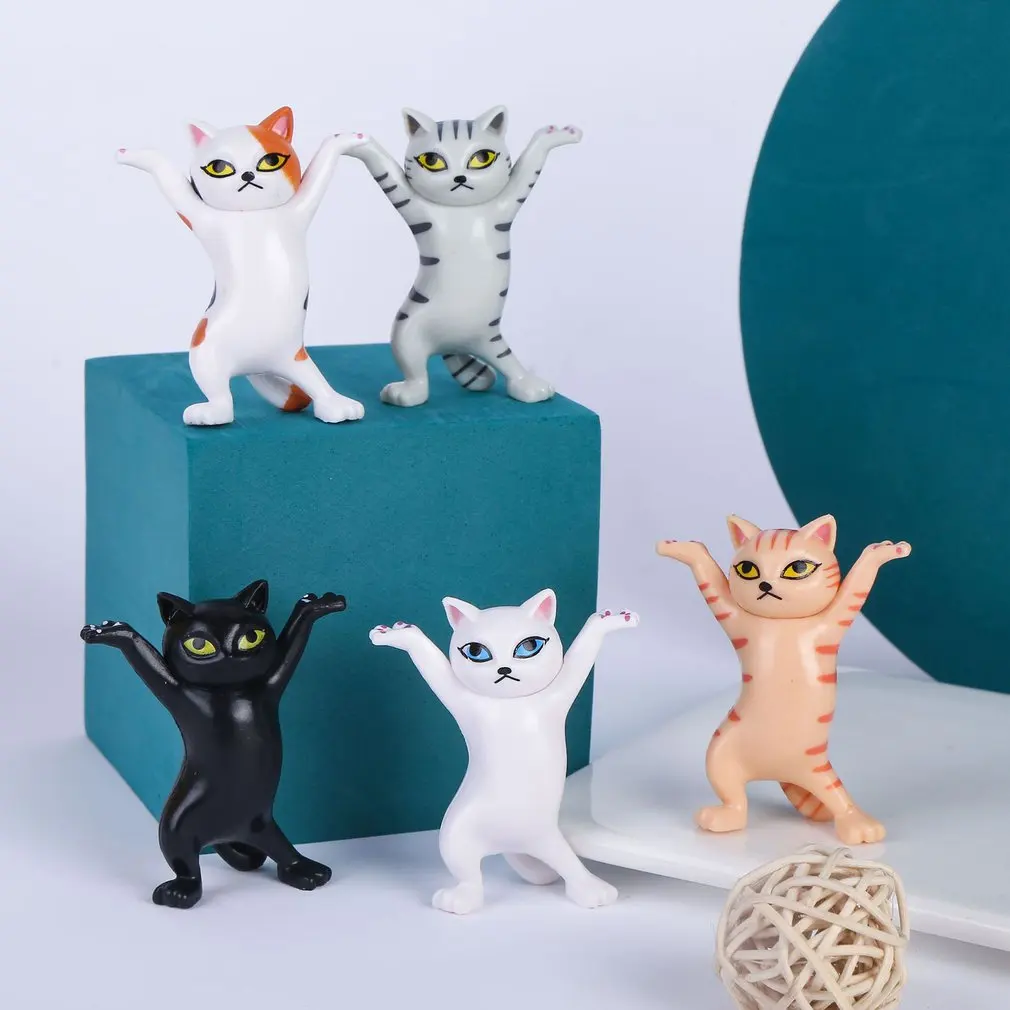 

Cat Pen Holder Black Cat Figurines Home Decor Kids Funny Cat Pen Earphone Holder Kid Adult Doll Toy Gift Weightlifting Pen Stand