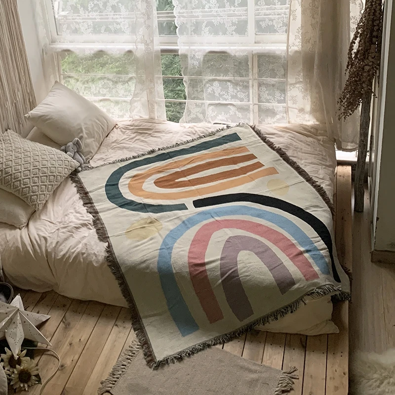 INS популярное ретро обратимое украшение абстрактное художественное одеяло 120*150