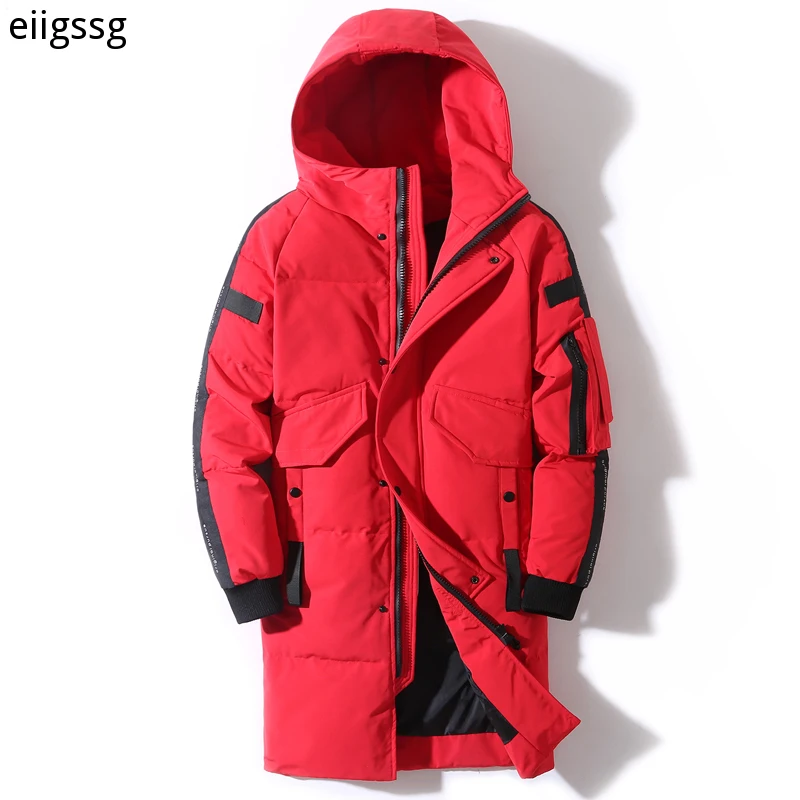 2021 Winter Men's Down Jacket Hooded Fashion Long Down Coat Men Windproof Waterproof Thick Warm Brand Mens Clothing Long Parka