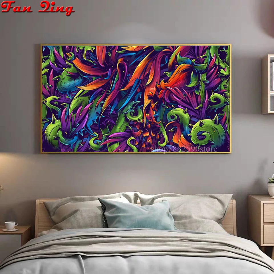 

5D Сделай Сам полностью квадратная Алмазная картина мозаика лист растение абстракция красочный декор Алмазные Стразы Вышивка крестиком