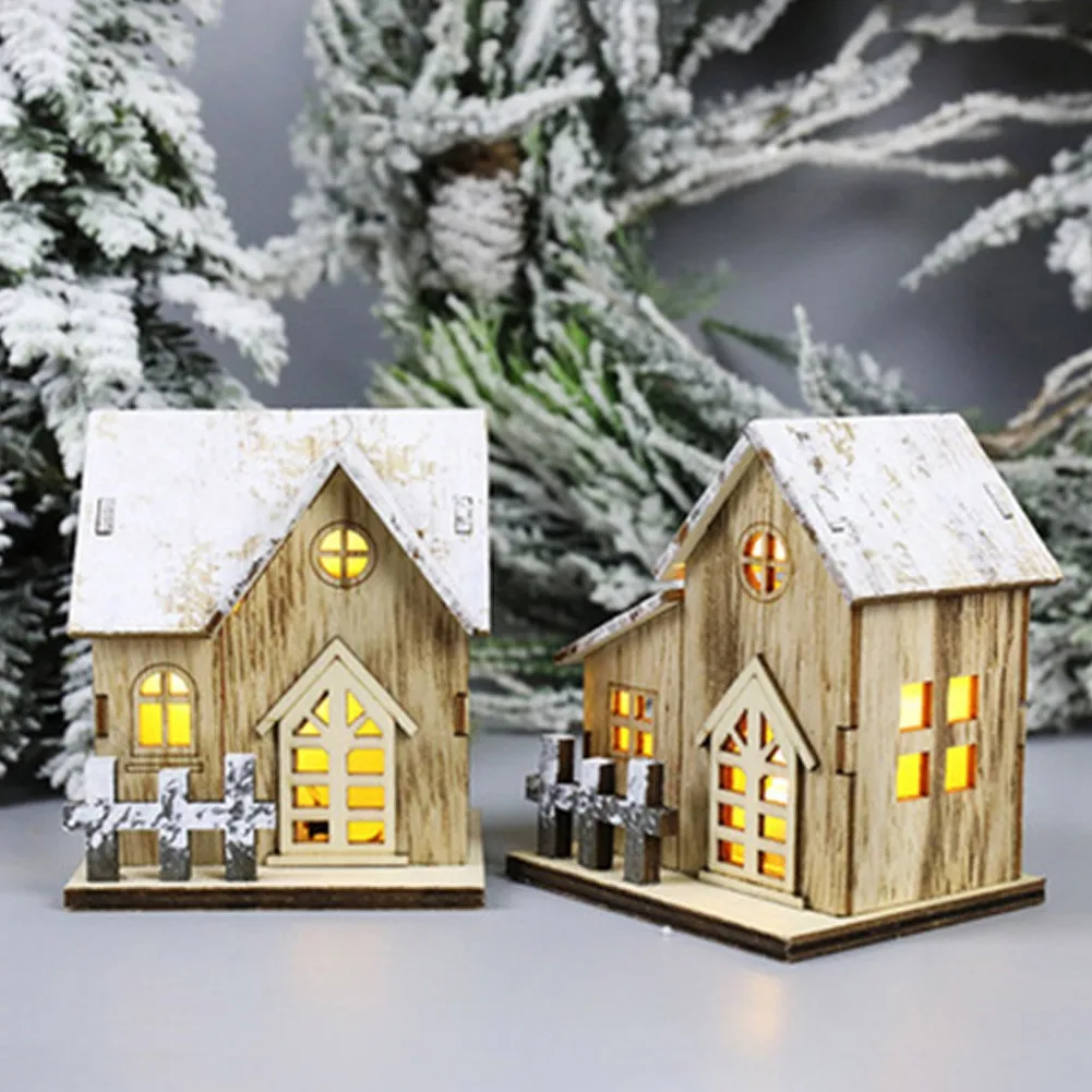 

Christmas LED Light Wooden House Luminous Cabin Christmas Decor Home Decor Fairy Night Lamp Pendant Prop Led Candle Gift