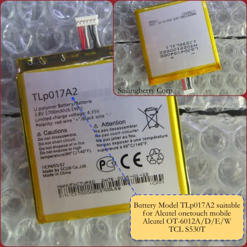 Оригинальный аккумулятор подходит для Alcatel mobile OT-6012A/D/E/W TCL-S530T 6014x idol mini с моделью