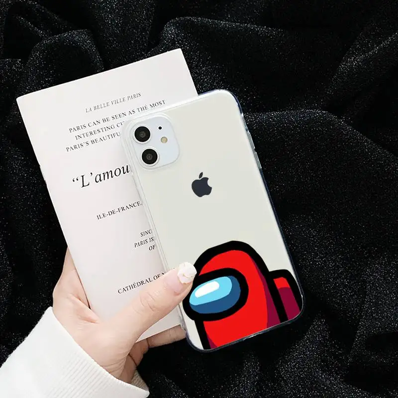 

Among Us Game funny fire ins Phone Case Transparent for iPhone 6 7 8 11 12 s mini pro X XS XR MAX Plus cover funda shell