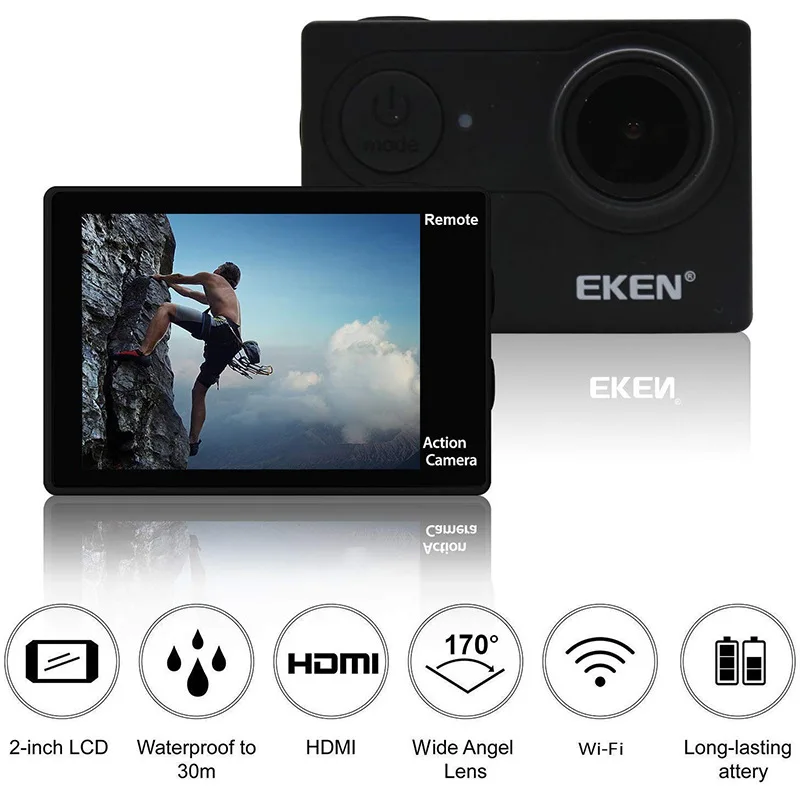 Купить Оригинальная Экшн-камера Eken H9R, Ultra HD, 4K, 30fps, Wi-Fi, 170D, водонепроницаемая Спортивная камера для шлема с видеозаписью