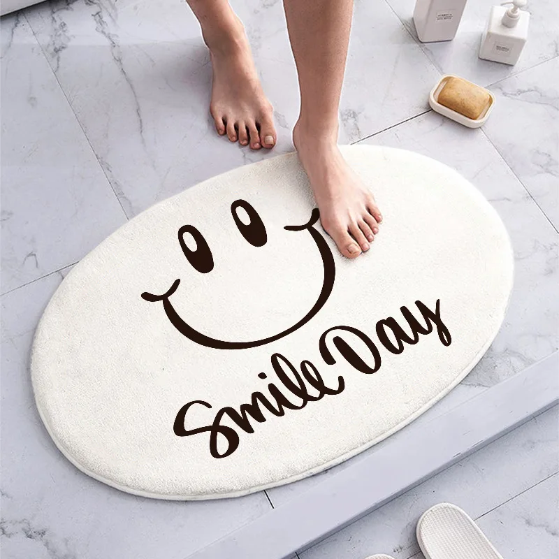 

Мягкий Нескользящий Коврик Smile для ванной комнаты, коврик для ванной из микрофибры, толстый плюшевый коврик для ванной, впитывающий несколь...