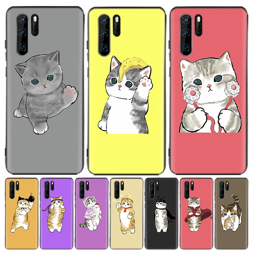 Funny Cartoon Cat Cute Animal Pattern Silicone Case Coque For Huawei P30 Lite P40 P20 Pro Mate 20 10 30 40 P Smart Z Plus + Phon