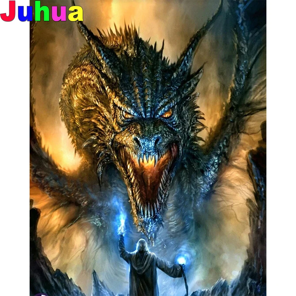 

Алмазная живопись «сделай сам» Dark dragon, мозаика аниме 5D, полноразмерная круглая Алмазная вышивка, подарок, домашний декор, Прямая поставка