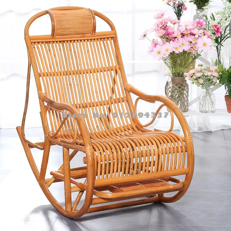Rattan Rocking Chair Adult Lunch Break Easy Balcony Leisure Lounge Elderly | Мебель