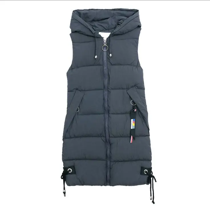 

Plus Size Women Warm Vest Winter Jacket Pocket Hooded Coat Warm Cotton Padded Vest Female Slim Casual Sleeveless Waistcoat S192