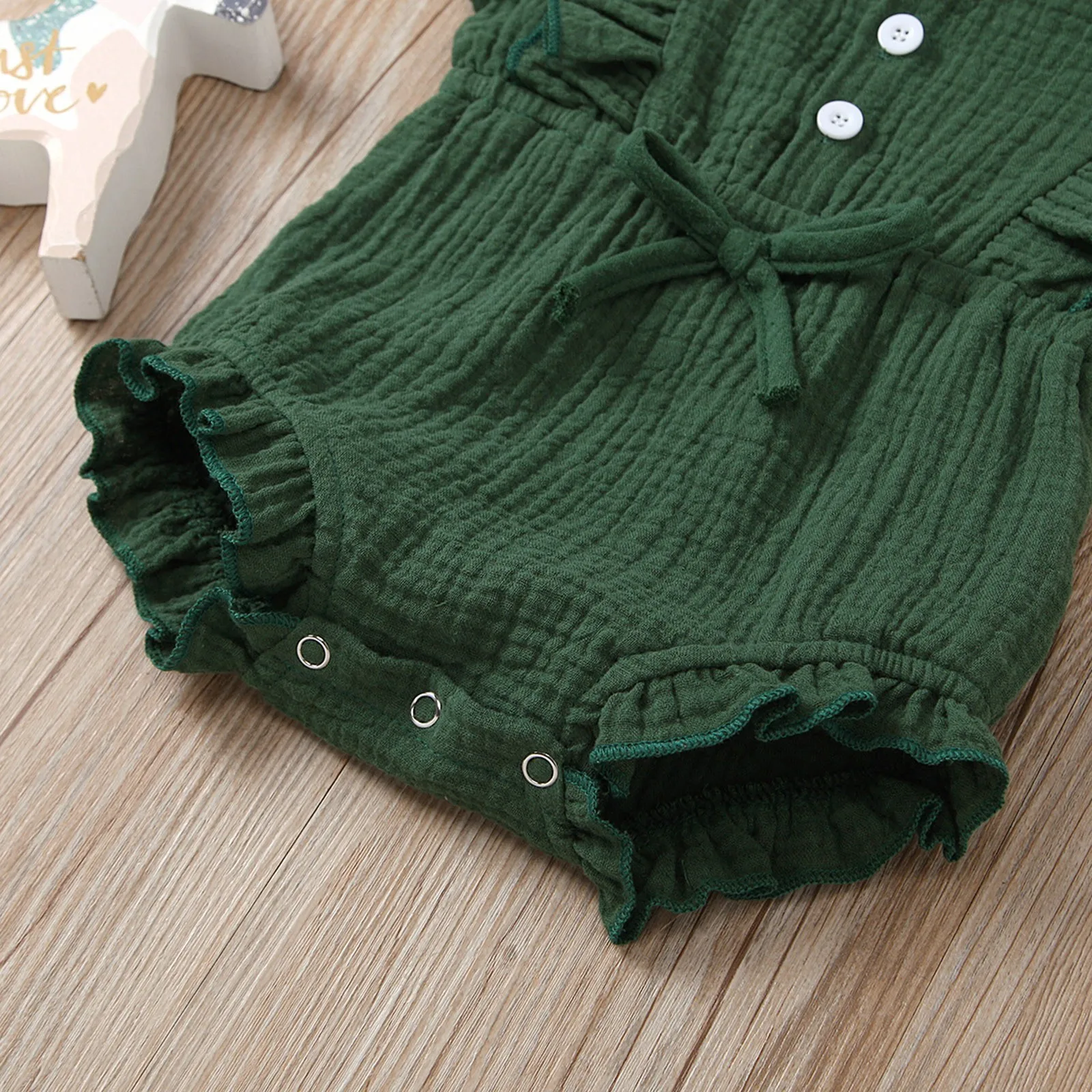 

Baby Kids Girls Sleeveless Ruffle Button Romper jumpsuit+Headband Set Roupao Infantil Jumpsuit children clothes New Year Gifts#4