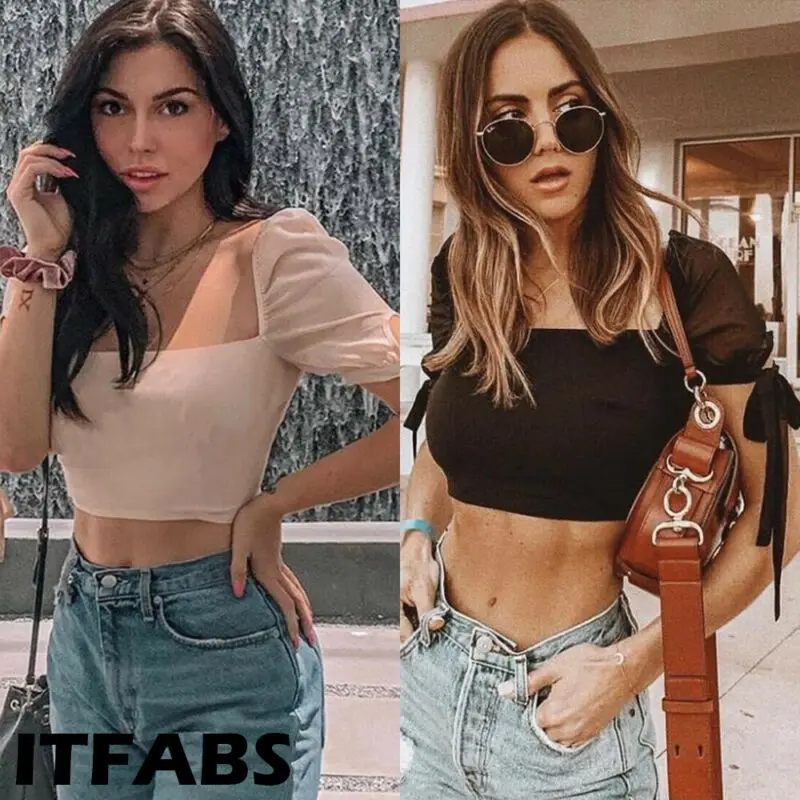 2019 женская повседневная короткая блузка рубашка в стиле корта с квадратным