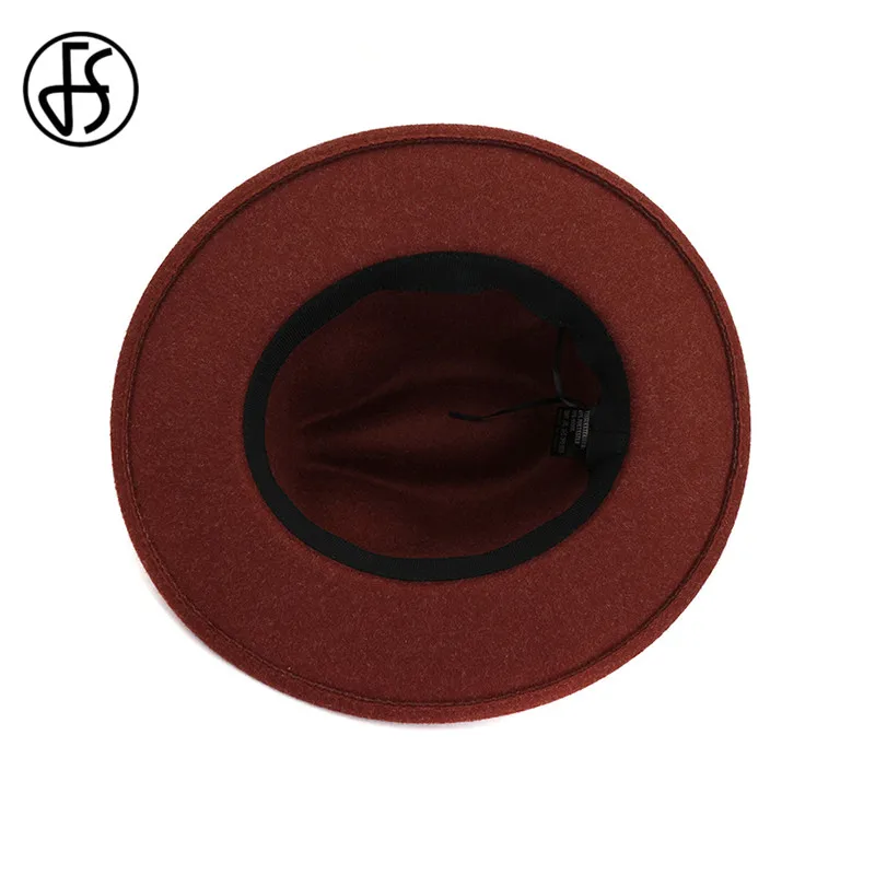 FS бежевый белый шерстяной джазовый шляпа Для мужчин женщин с Широкими Полями