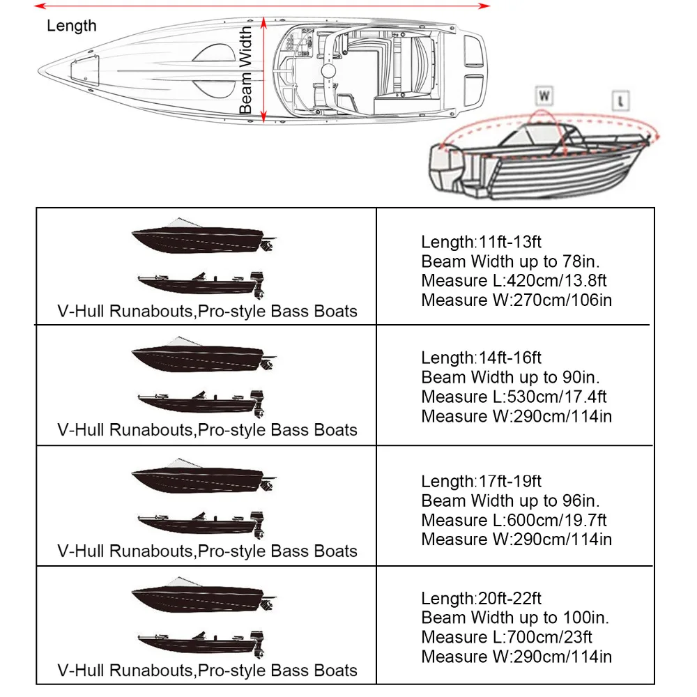 14-22ft Trailerable 210D чехол для лодки водонепроницаемый серый рыбий лыжный v-корпус Солнцезащитный УФ-протектор для катера швартовка для лодки D45