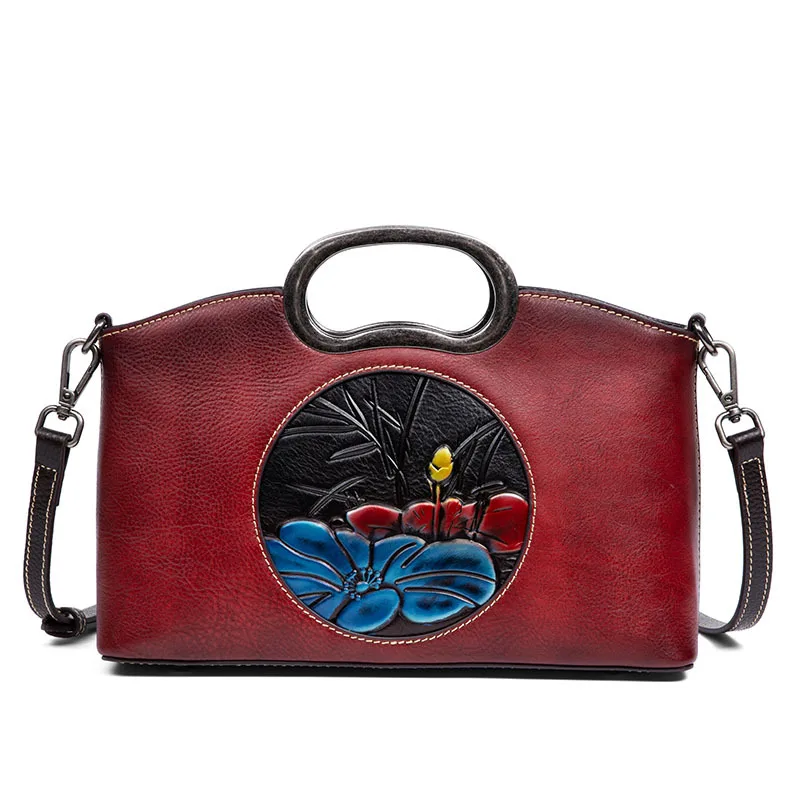 

YourSeason Ladies Retro Embossed Handbag 2021 Versatile First Layer Cowhide Women Large Capacity Shoulder Bags Genuine Leather