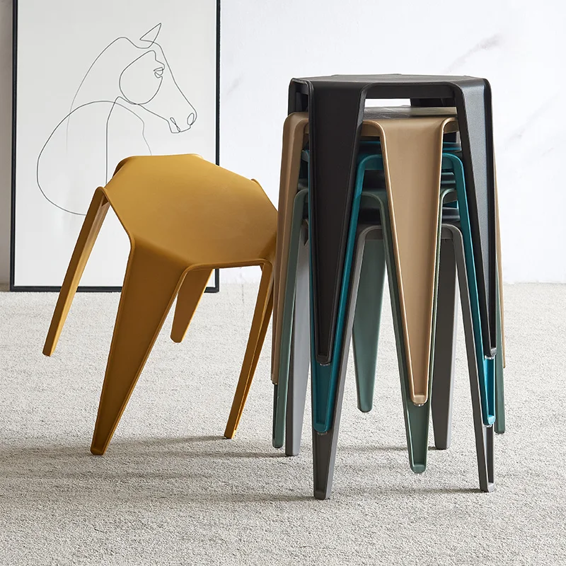 

Plastic Stool Fashion Home Creative Home Dining Chair Plastic Chair Not Damaged Thickened Adult High Stool 200kg Bearing