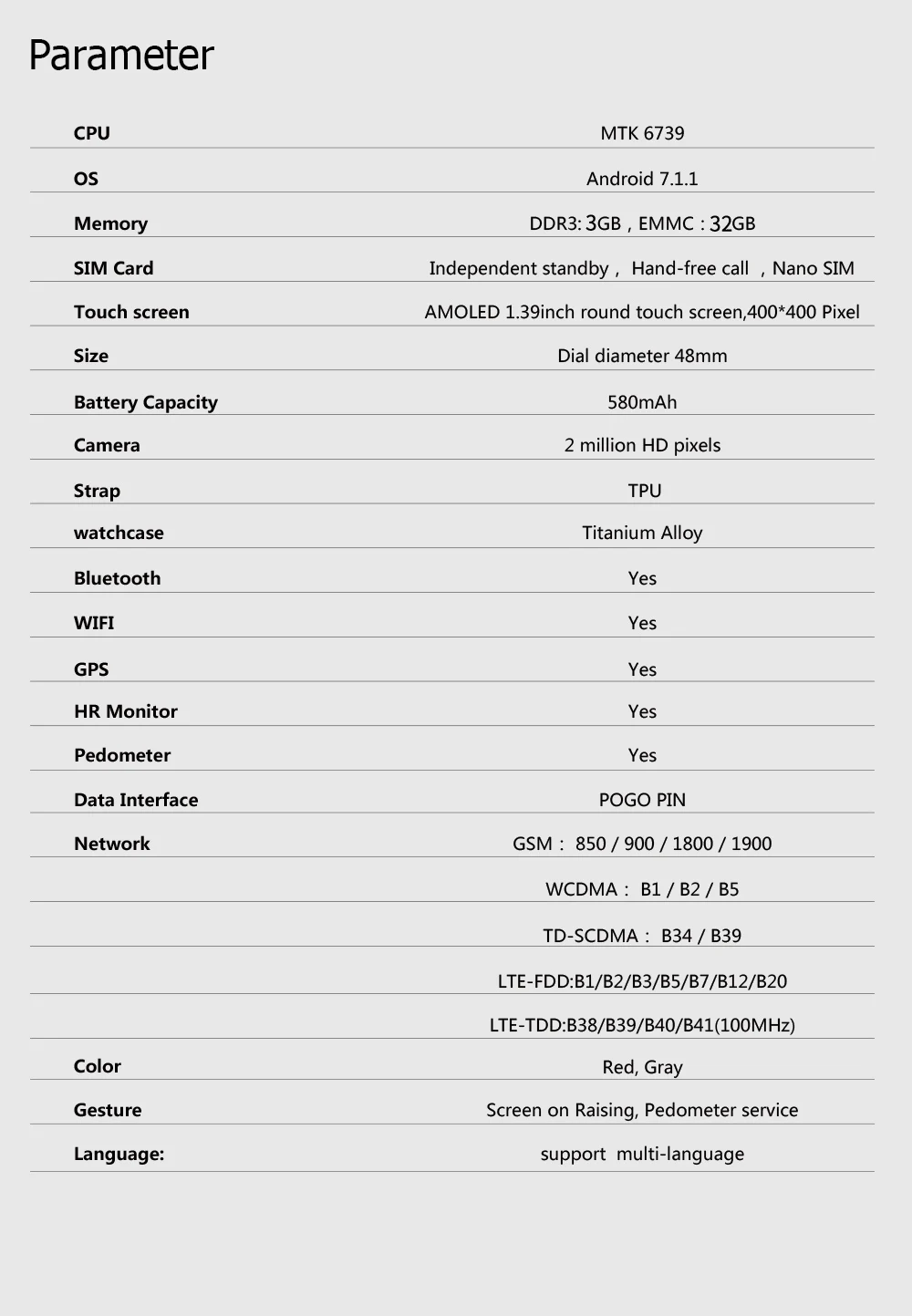 Android 7,1 LTE 4G wifi 1,39 дюймов 2MP камера Bluetooth спортивный шагомер gps трекер AMOLED экран для взрослых wifi Smartband