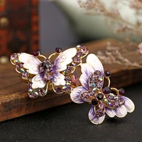 cloisonne butterfly hairpin adult retro headdress elegant hairdress large horizontal clip rhinestone spring clip top clip n38