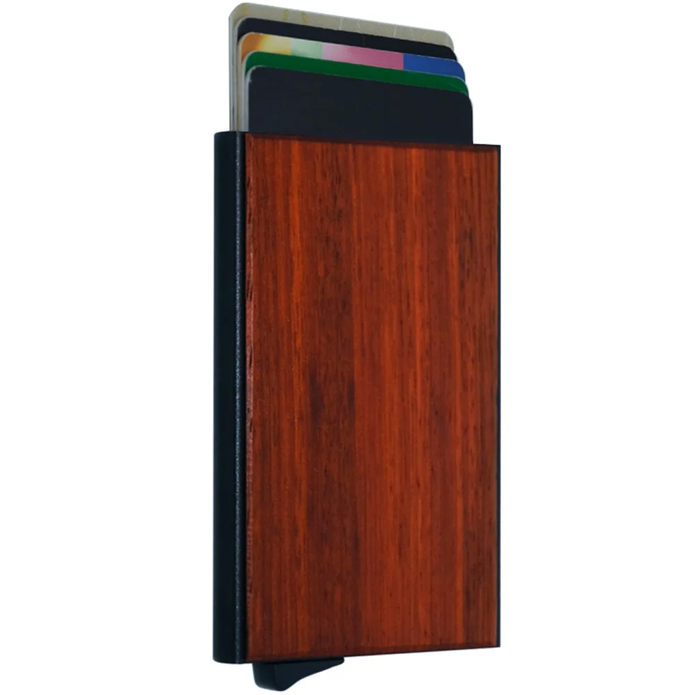 

Wooden credit card box black walnut red pear wooden bank card clip simple personality card bag for men and women