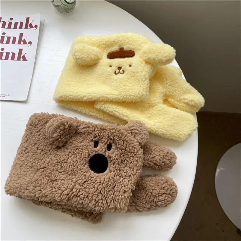 

Kawaii Sanrios плюшевый аниме мультфильм помпон пурин собака шарф Шея обертка уличный сохраняющий тепло шарф Шея подарок для маленьких девочек мягкие шарфы для детей