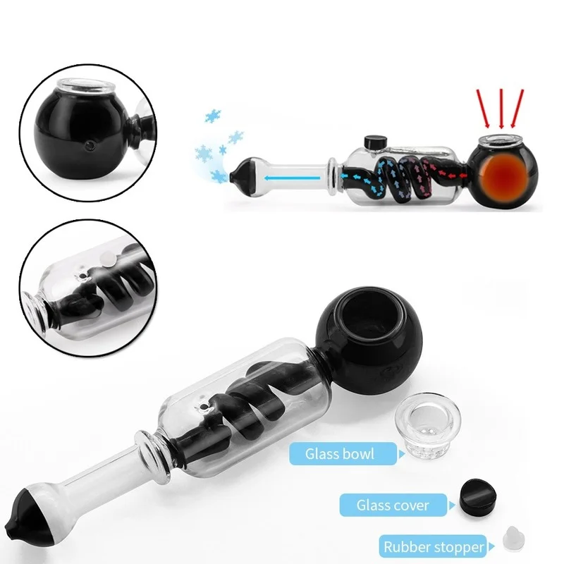 

Premium Hand-held Pipe with Removable Glass Bowl Dry Herb Tobacco Smoking Pipe Gadget for Men Glass Pipe for Smoking