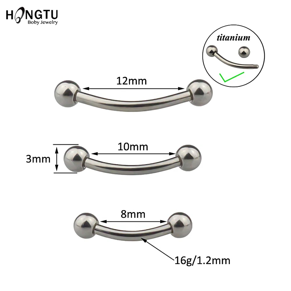 

HONGTU 1PC G23 Titanium Eyebrow Banana Piercing Ring Curved Barbell 16G Lip Ring Daith Helix Earring Cartilage Tragus Jewelry