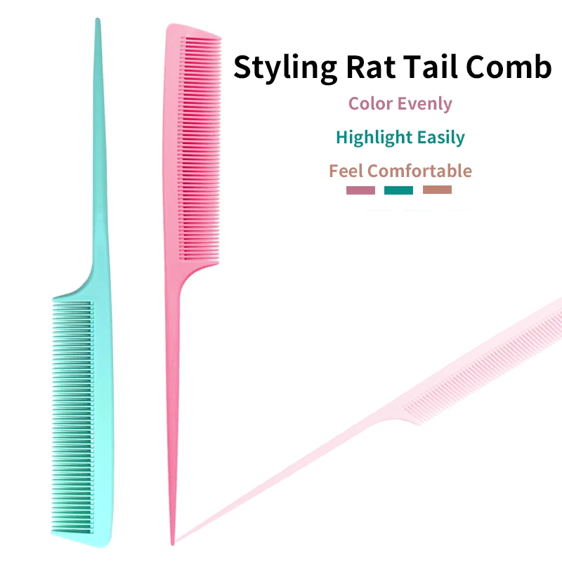

Hot Fashion Styling hair dye parting comb Plastic Pin Anti-static Hair Style Rat Tail Comb Hair Edge Trimmer Styling Beauty Tool