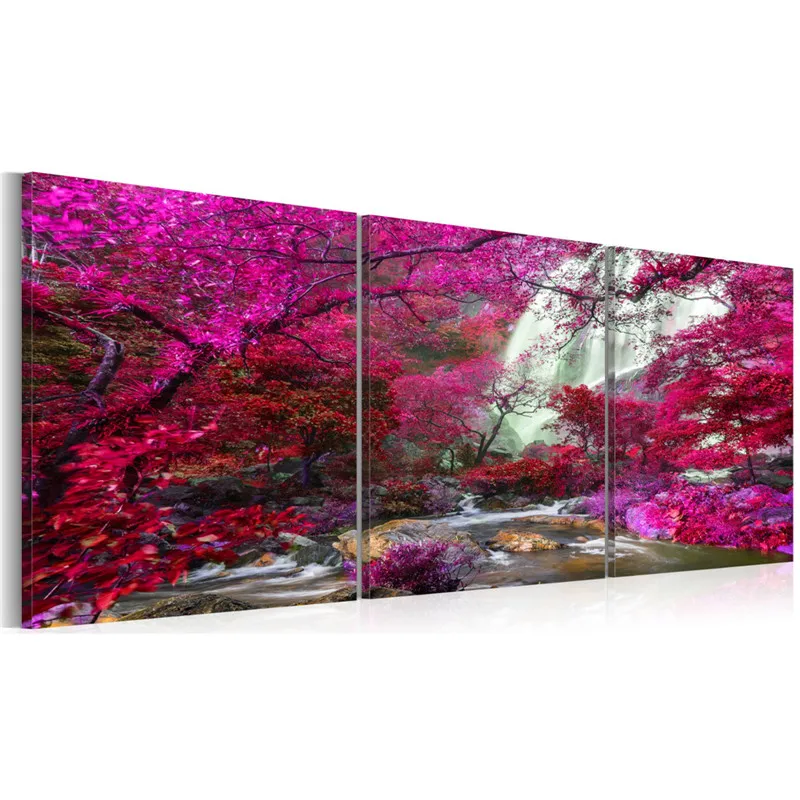 Современный холст Постер природа красное дерево пейзаж картина настенное