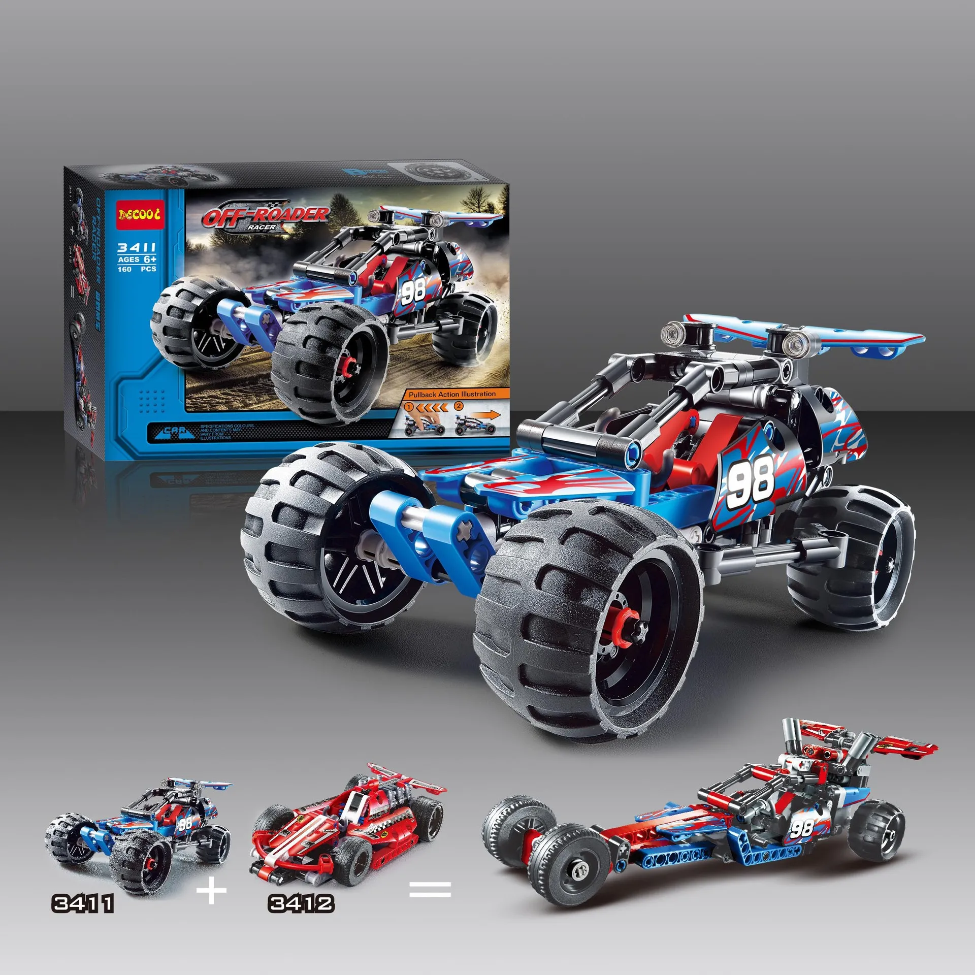 3411-3424 гоночный автомобиль серия champion/oesert/record breaker racer Set развивающие строительные