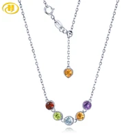 natural colorful gemstone sterling silver s925 necklace 1 68 carats multi color quartz exquisite design jewelry for young ladies