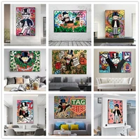 alec monopoly graffiti poster wall art money dollar painting wall cuadro prints the world is yours modern art picture home decor