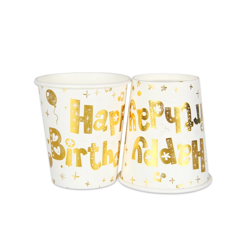 10 шт. одноразовые столовые приборы бумажные тарелки соломенная чашка золотого