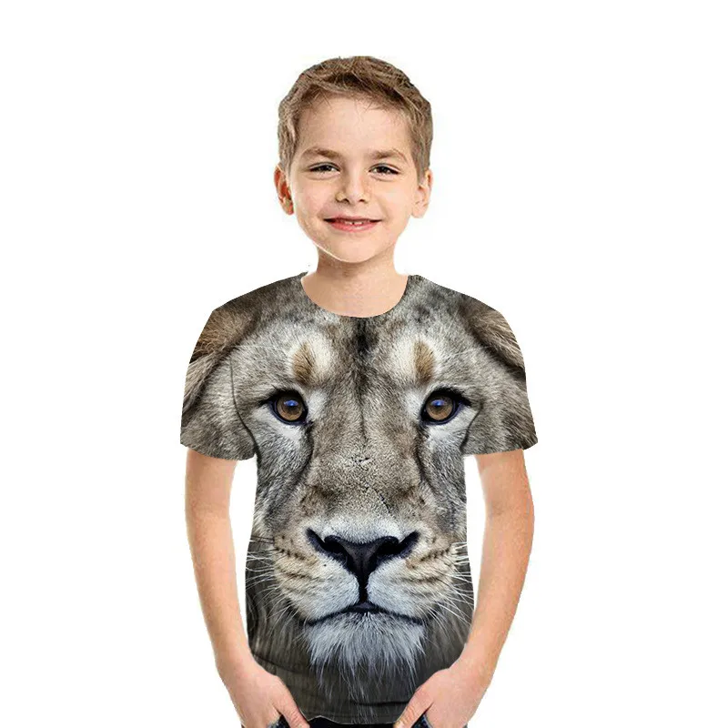 

3D printed animal T-shirt for boys and girls, cute top, fashionable street style, comfortable and ventilated T-shirt, new summer