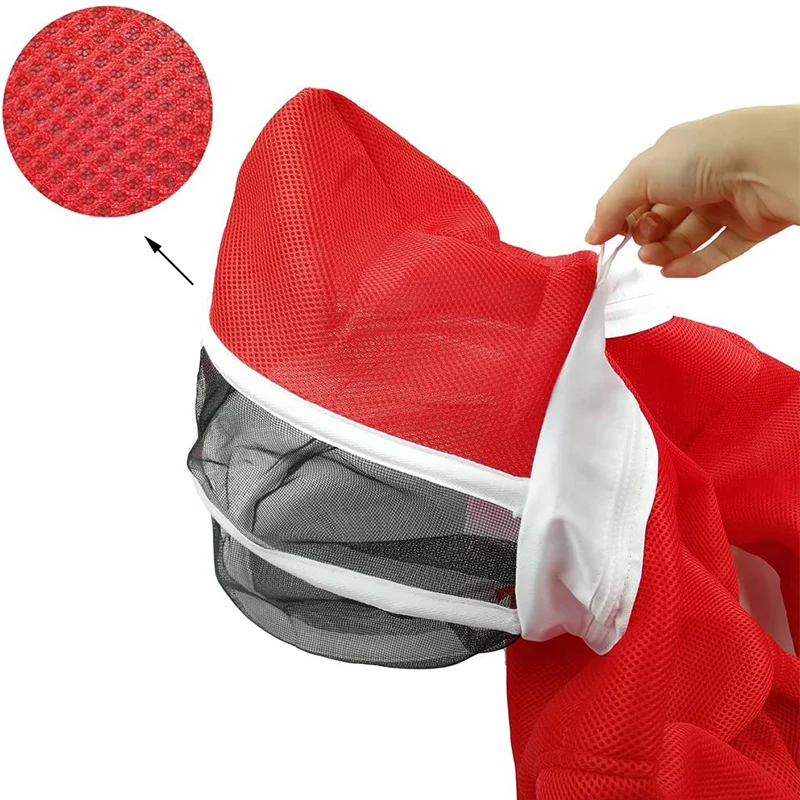 

Promotion! Children's Full-Body Ventilated Bee Suit-Cotton Red White Beekeeper Overalls with Automatic Veil Cover (120cm Height)