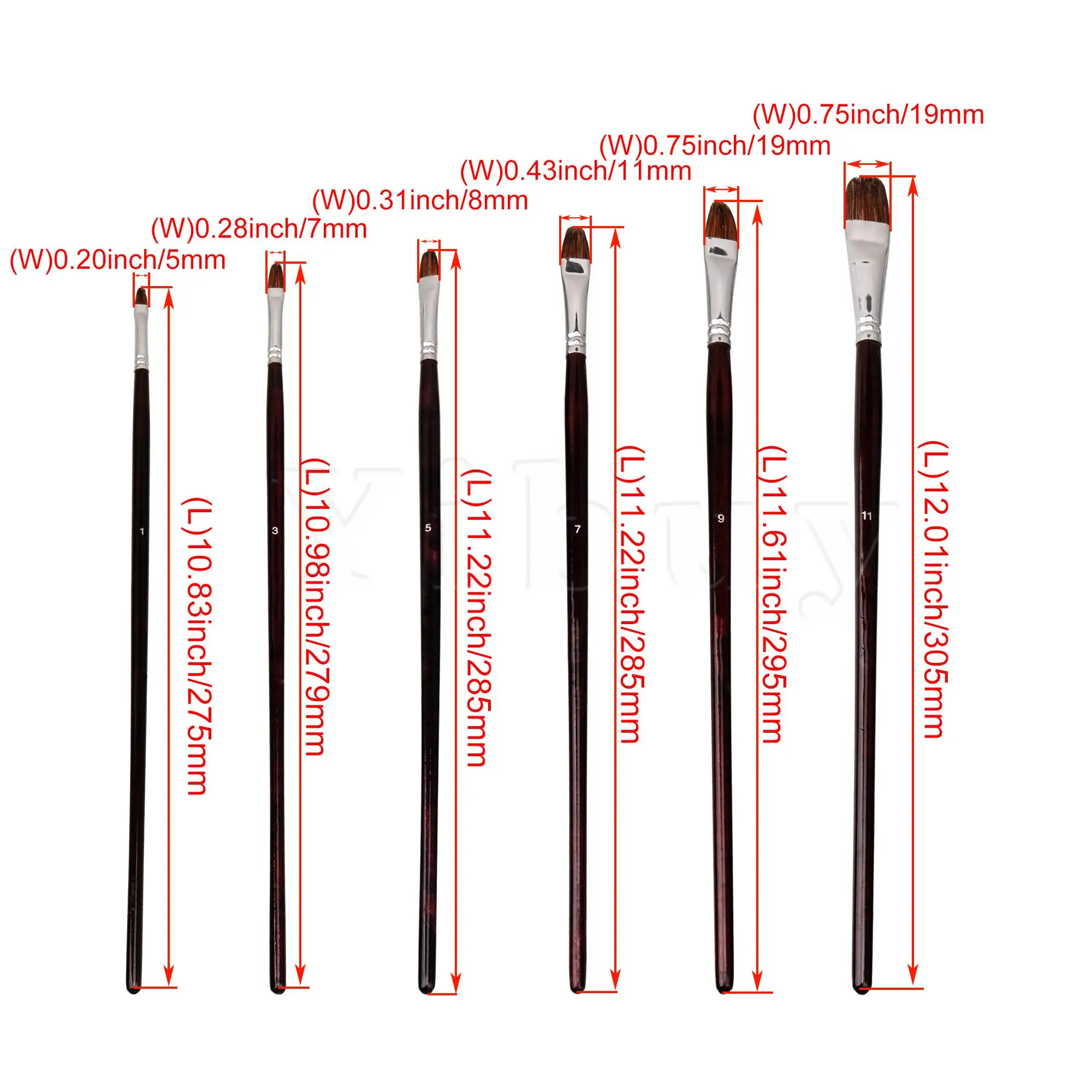 

6 x Artist Paint Brushes Professional Brushes with Long Wood Handle