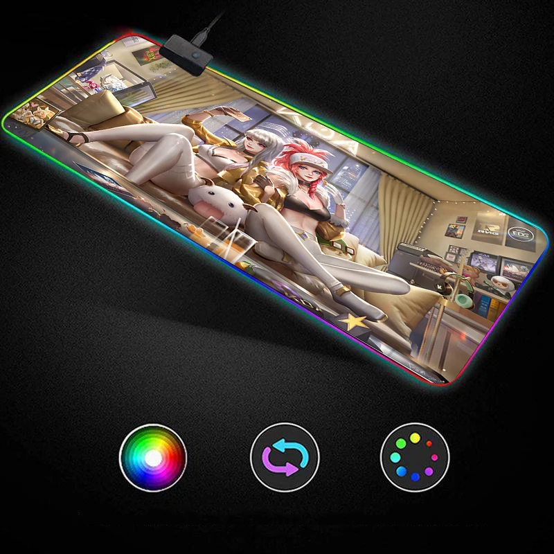 

KDA LOL League Of Legends40x90cm Gaming Large Mousepad RGB Computer Mouse Pad Gamer Mause Pad LED Backlit Mat Keyboard Desk Mat