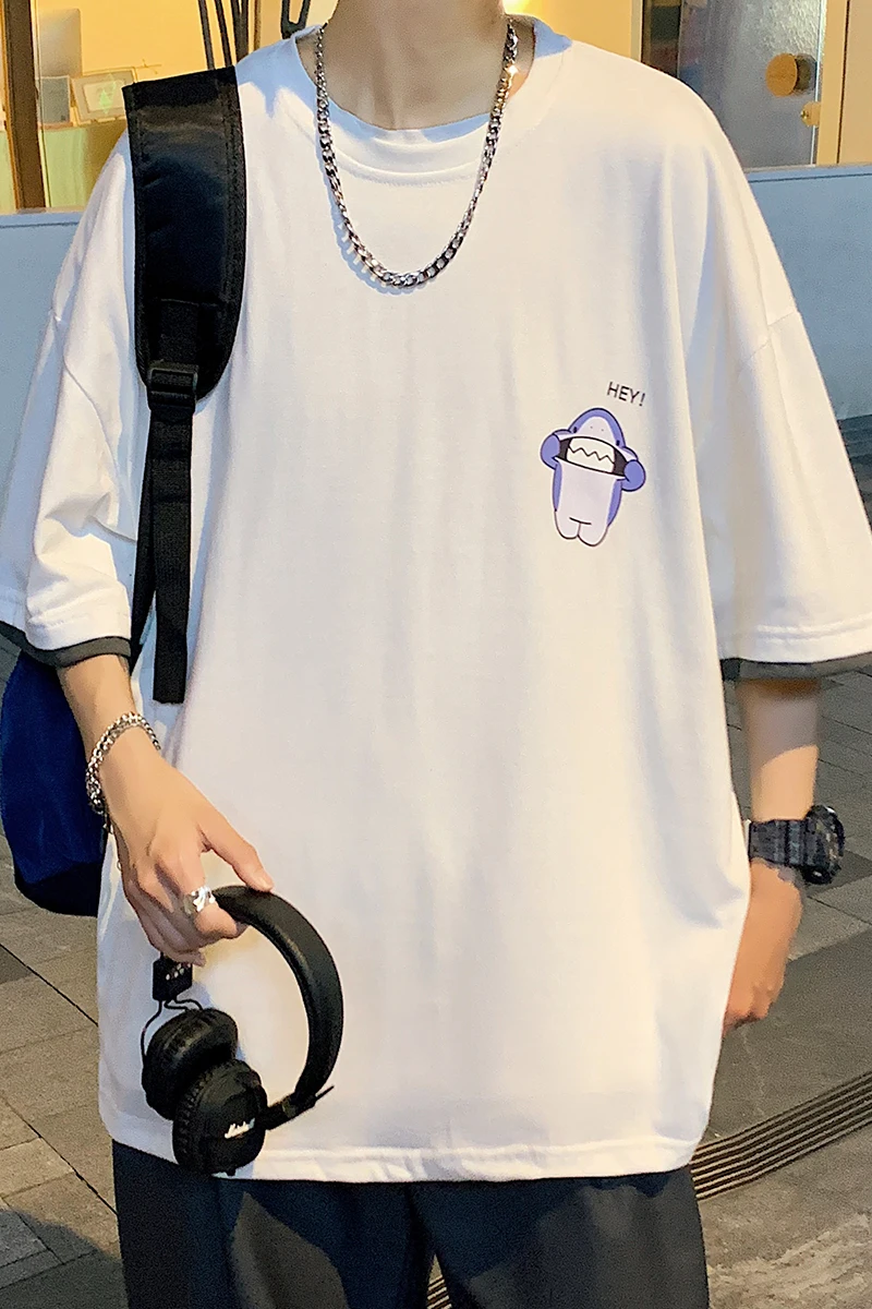 

White Ice T-shirt Men's Short Sleeve Summer Thin Internet Celebrity Ins Super Hot Brand Loose Half Sleeve