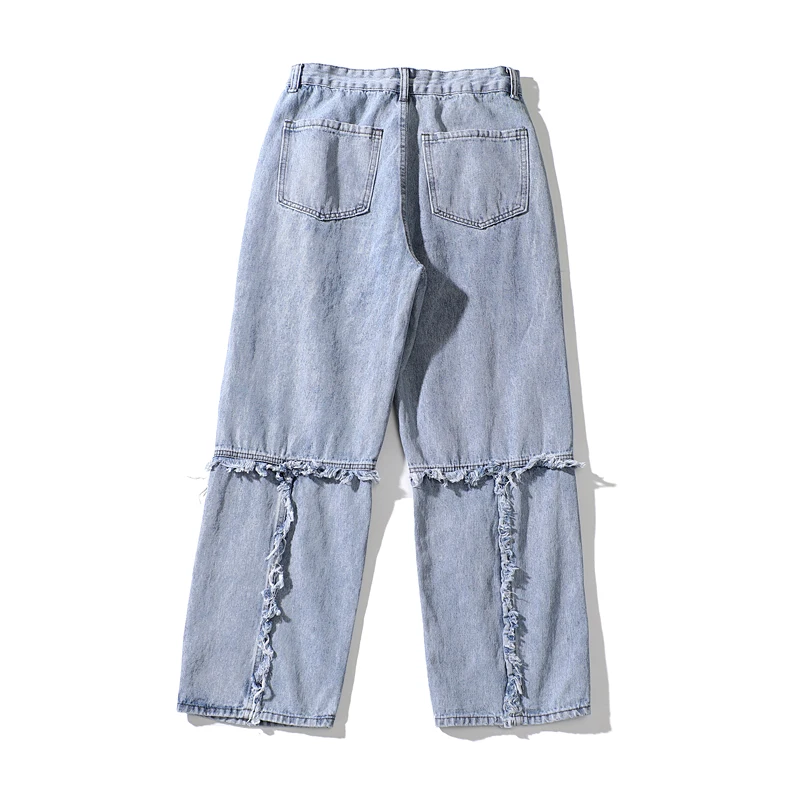 

Frayed Ripped Baggy Jeans Pants Men and Women Washed Streetwear Straight Loose Denim Trousers Hip Hop Harajuku Plus Size Pants