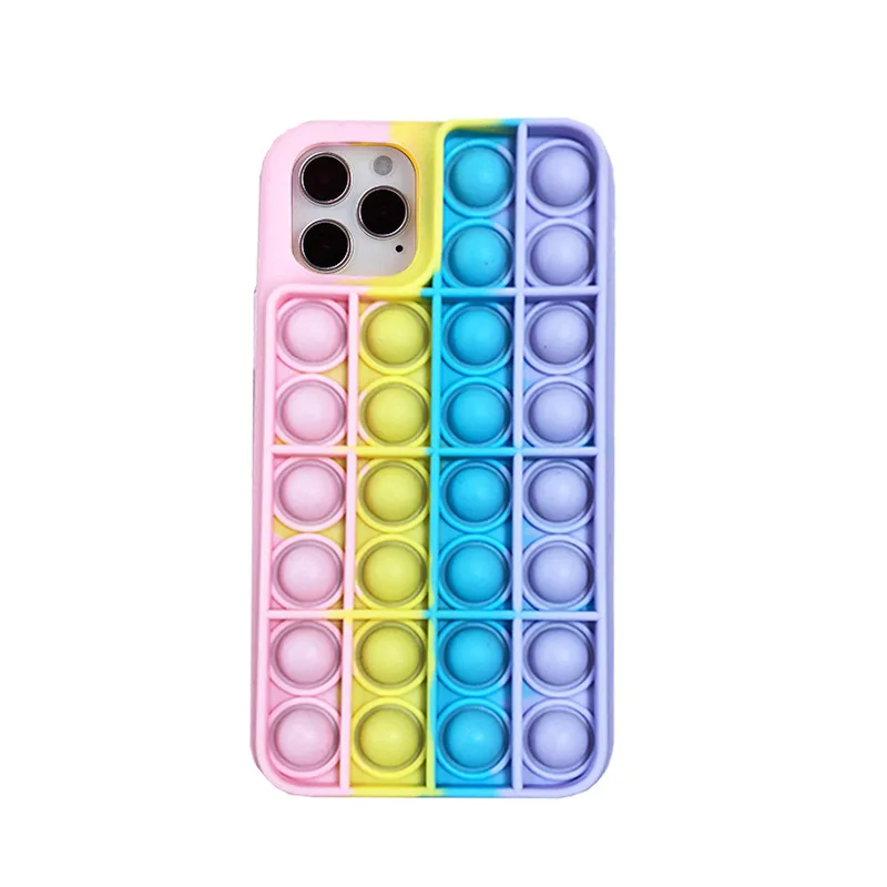 

Rainbow Soft Silicone Pops Decompression Phone Case for Iphone 7 8 Plus X 11 12 Pro Max Stress Reliever Phone Case Fidget Toys