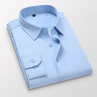 Рубашка мужская деловая с длинным рукавом, Повседневная Смарт-рубашка с длинным рукавом, размер L XL 2XL 3XL 4XL 5XL, белая синяя черная